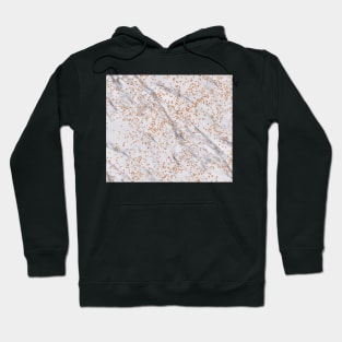 Rose gold diamond confetti on marble Hoodie